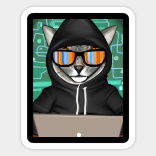 Hacker Cat Sticker